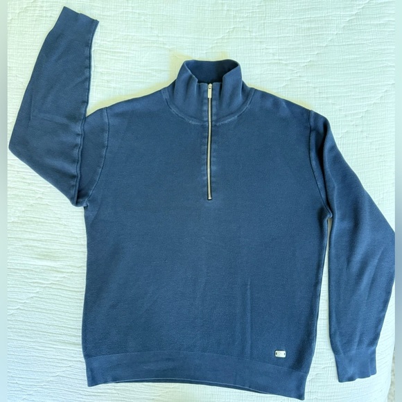 🔥ZegnaSport Men’s Half-Zip Cotton Sweater Navy Blue L | Italian Luxury Designer🔥 - Picture 6 of 13